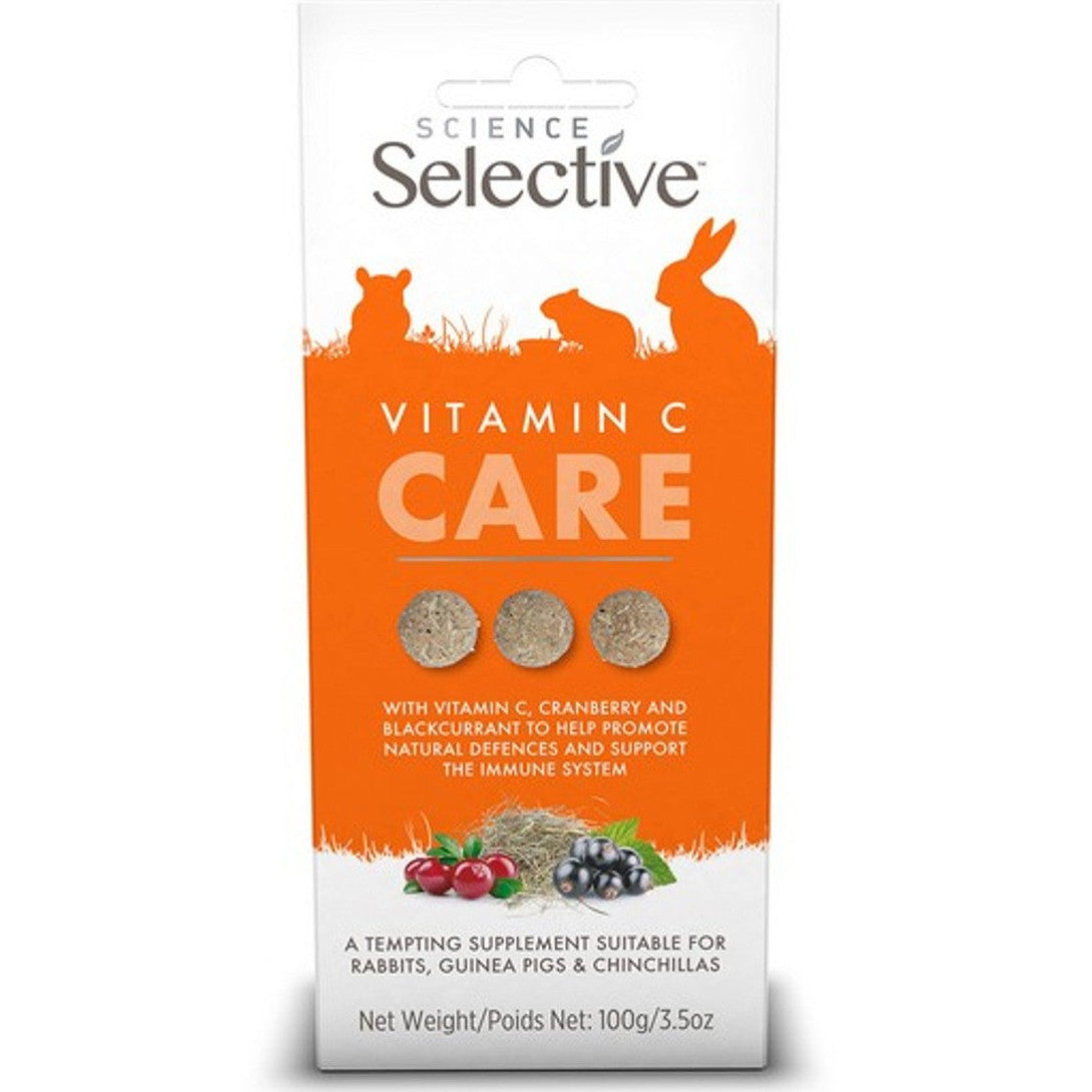 Science Selective Vitamin C Care supplement packaging for small animals on a white background